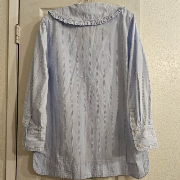 Ganni Big Collar Blue Striped Shirt - Picture 3 of 6